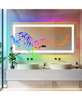 63 x 31.5 in Smart LED Bathroom Vanity Mirror with Bluetooth Speaker and 11-Setting Dimmable Lighting