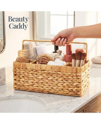 Utensil Caddy Handle - 5 Compartments, Woven Wicker Utensil Silverware Flatware Organizer