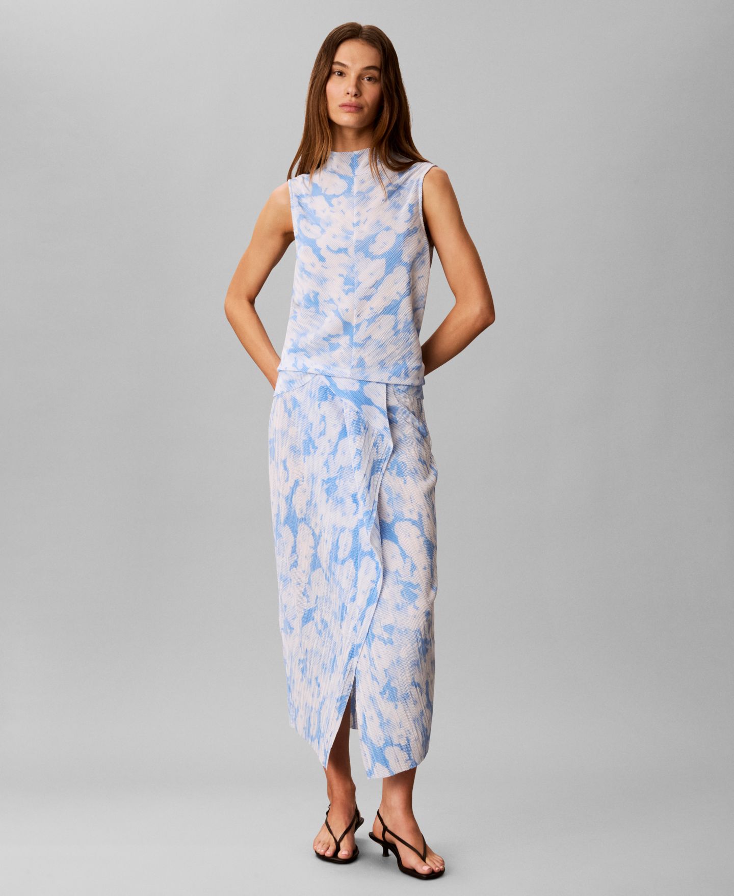 Женская юбка Calvin Klein Printed Plisse Bias Seam Midi, цвет: С принтом — фото 5