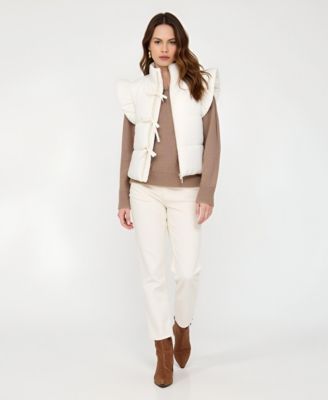 Women's Lea Ruffle Shoulder Tie-Front Puffer Vest