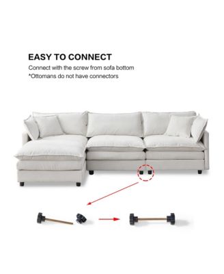 Modular Sectional Sofa - 105" L-Shape Chenille Fabric Couch, Modern Convertible 3-Seater Sofa with Movable Ottoman for Living Room