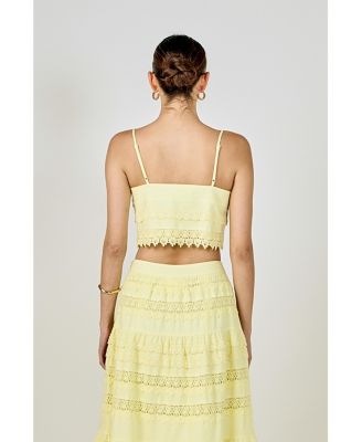 Women's Lace Trim Crop Top