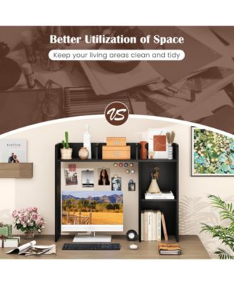 3-Tier Desktop Bookshelf with 4 Shelves, 37 x 10 x 29