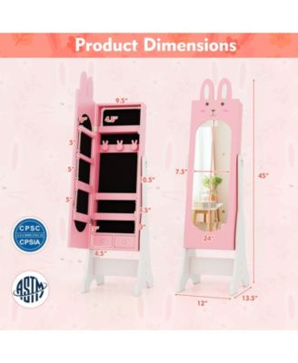 Kids Jewelry Armoire Cabinet with 2 Tilt Angles and Large Capacity