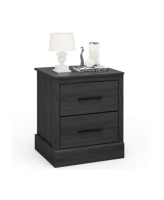 Wood Compact Floor Nightstand with Storage Drawers