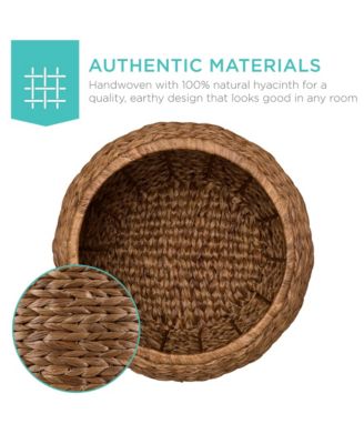 Vintage Multipurpose Hyacinth Storage Organizer Tote Basket  Lid