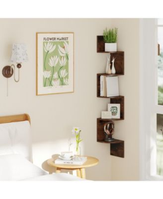 5-Tier Wall Mounted Corner Shelf with Floating Design, 8 x 8 x 50