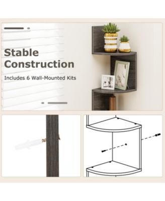 5-Tier Wall Mounted Corner Shelf with Floating Design, 8 x 8 x 50
