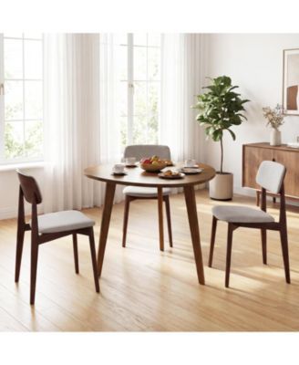 Farmhouse 35.5 in Round Dining Table in Rubber Wood for 4 People