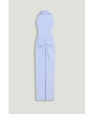 Women's Draped Halter Neck Ruched Maxi Dress