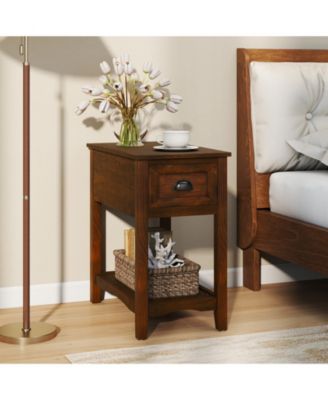 Contemporary Chair Side End Table Compact Table with Drawer Nightstand