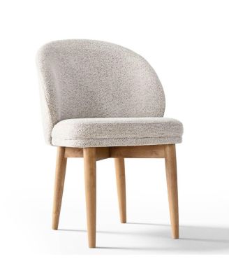  Set of 2 Chenille Upholstered Dining Side Chairs with Solid Wood Legs