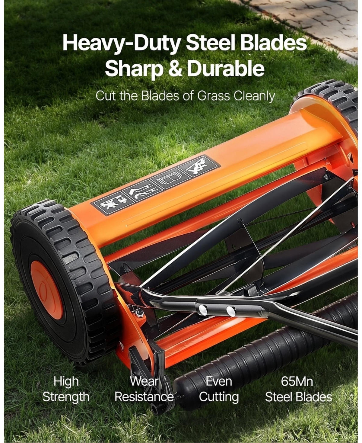 Sugift Push Reel Lawn Mower, 16 inch, 5 Blades, Manual Mower with Grass Catcher