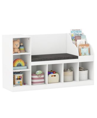 3-in-1 Kids Bookcase with Reading Nook and Cubby Storage, 53.5 in Wide