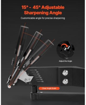Lawn Mower Blade Sharpener, Adjustable 15degree(s)-45degree(s), with 4 Adapter Pins