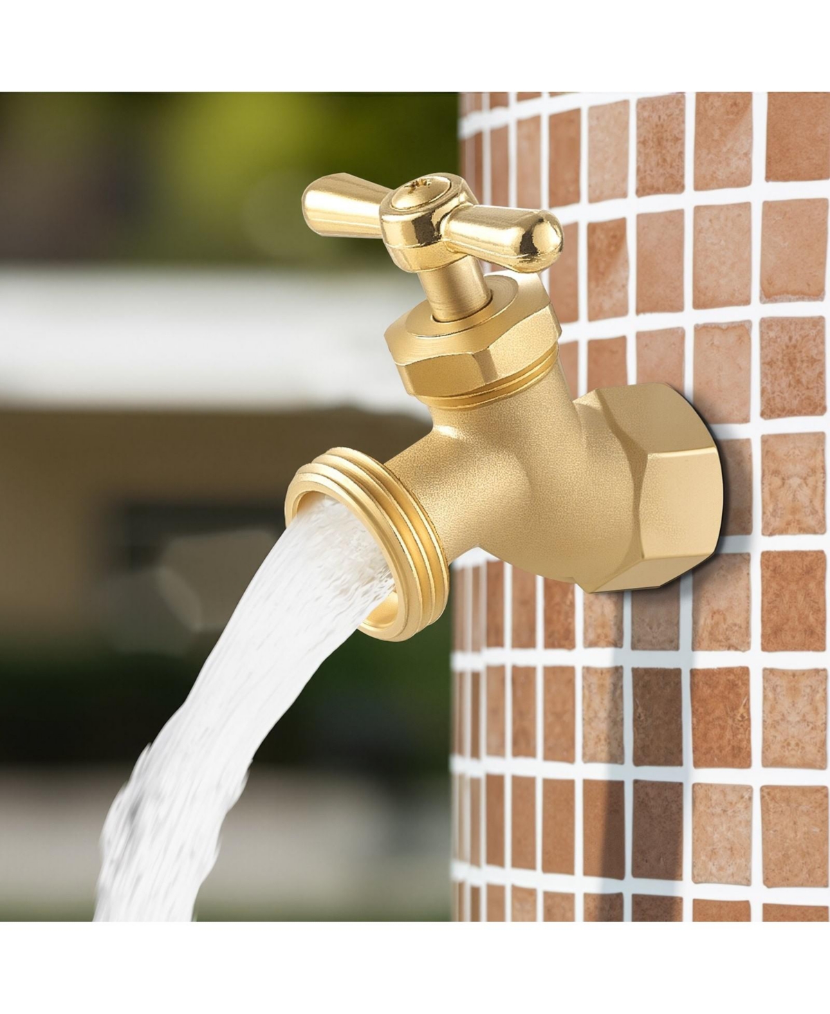 Sugift Hose Bibb, Brass Outdoor Water Faucet, Multi-Turn Garden Valve, 1/2" Fip x 3/4" Mht