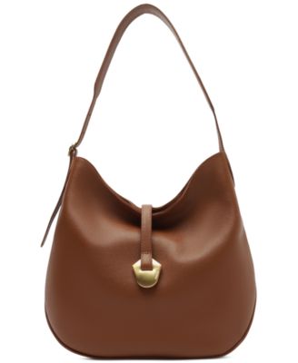 Sabrina Large Leather Snap Button Hobo Handbag