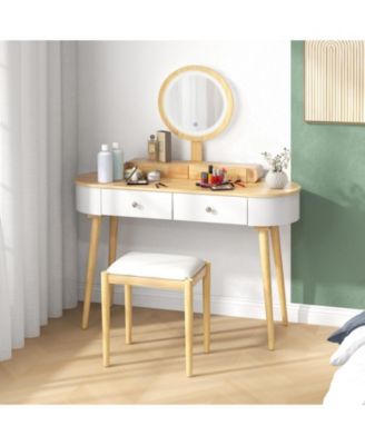 Makeup Vanity Table Set with LED Mirror and 3 Spacious Drawers