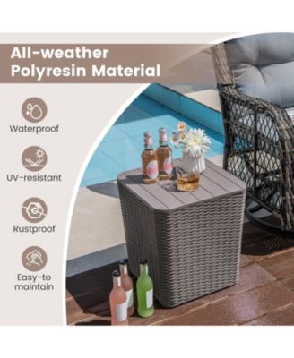 Resin Storage Patio Side Table with Removable Lid, 11.5 Gal