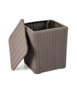 Resin Storage Patio Side Table with Removable Lid, 11.5 Gal