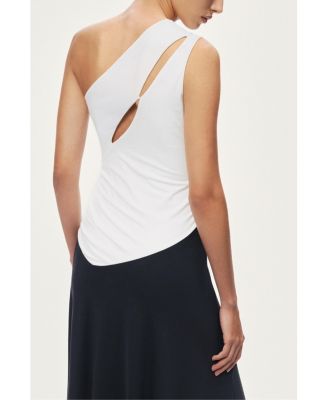 Women's One-Shoulder Contrast Maxi Dress