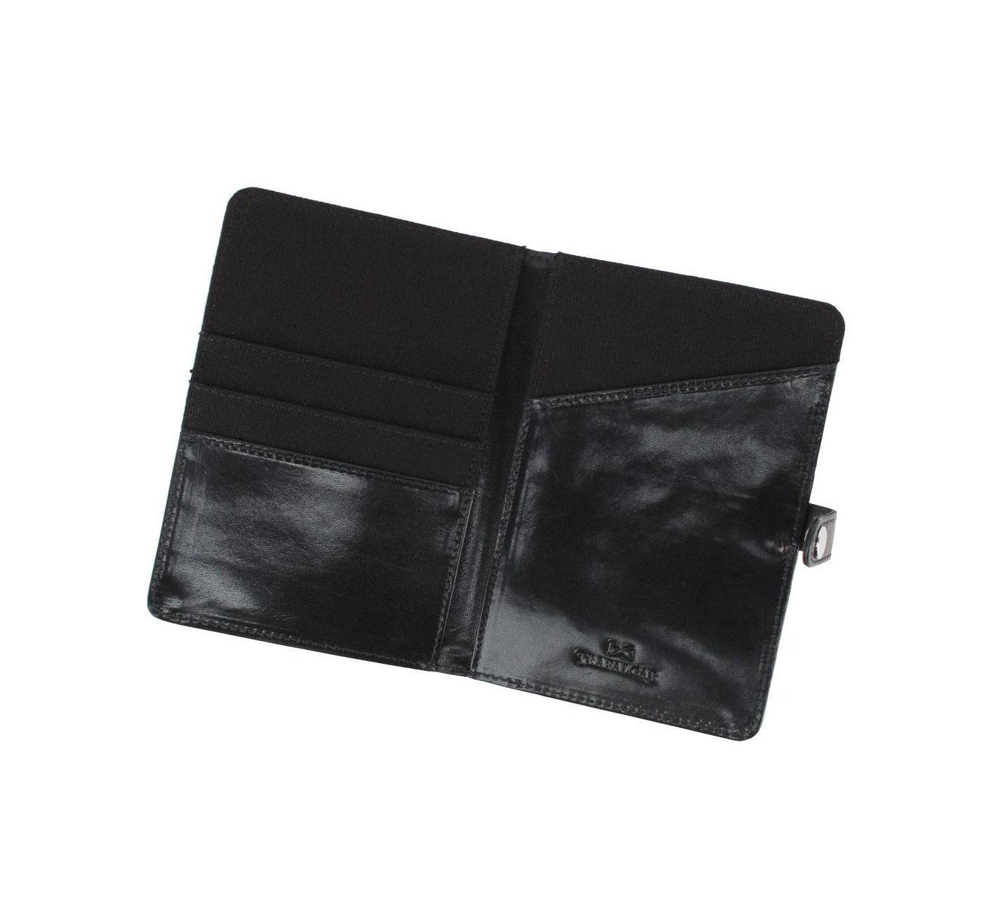 Мужской кошелёк TRAFALGAR Zaiden Italian Cortina Leather Snap Closure Passport Wallet, цвет: Чёрный — фото 2