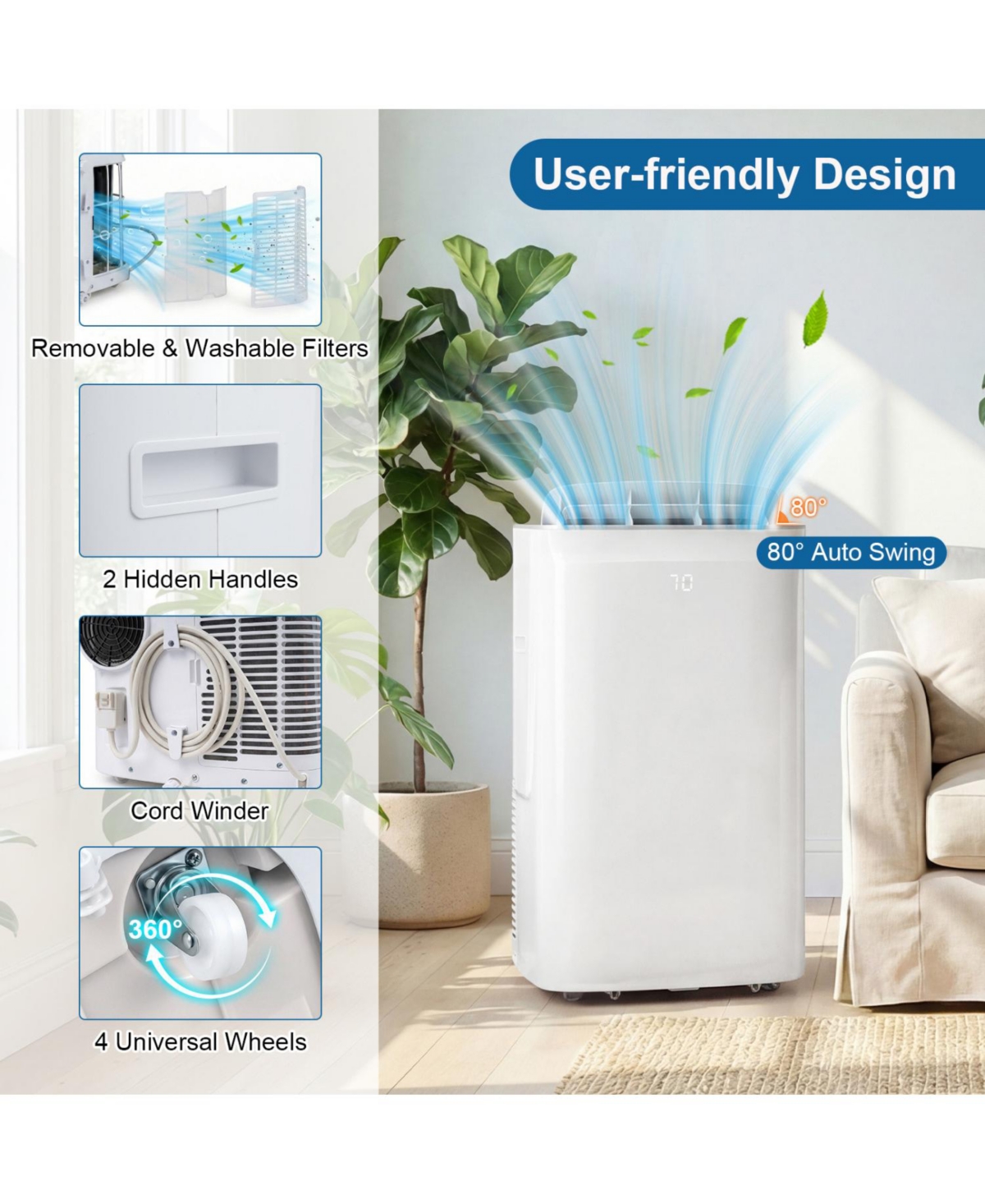 Mecale 15000 Btu Inverter Portable Air Conditioner WiFi Cooling and Heating