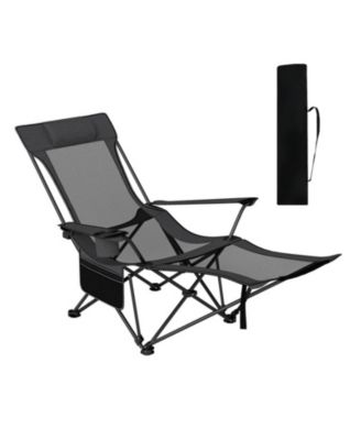 Reclining Camping Chair with Removable Footrest and 4-Position Backrest