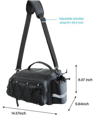 Bike Rack Trunk Bag, 10L Waterproof Bicycle Rear Seat Storage with Side Pockets, Rain Cover and Shoulder Strap for Commuting Travel Cycling