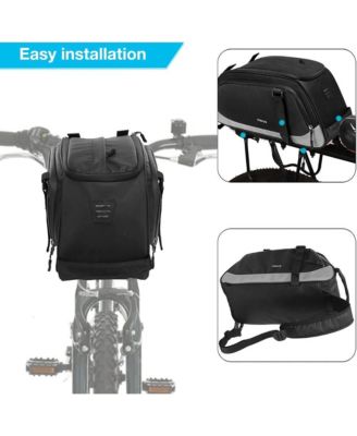 Waterproof Bike Rack Bag with Rain Cover, Convertible Bicycle Trunk Storage with Shoulder Strap for Commuting Travel Cycling