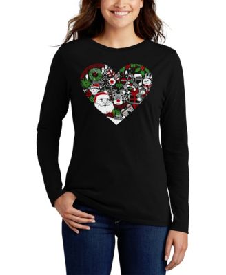 Women's Christmas Themed Heart Word Art Flowy T-Shirt