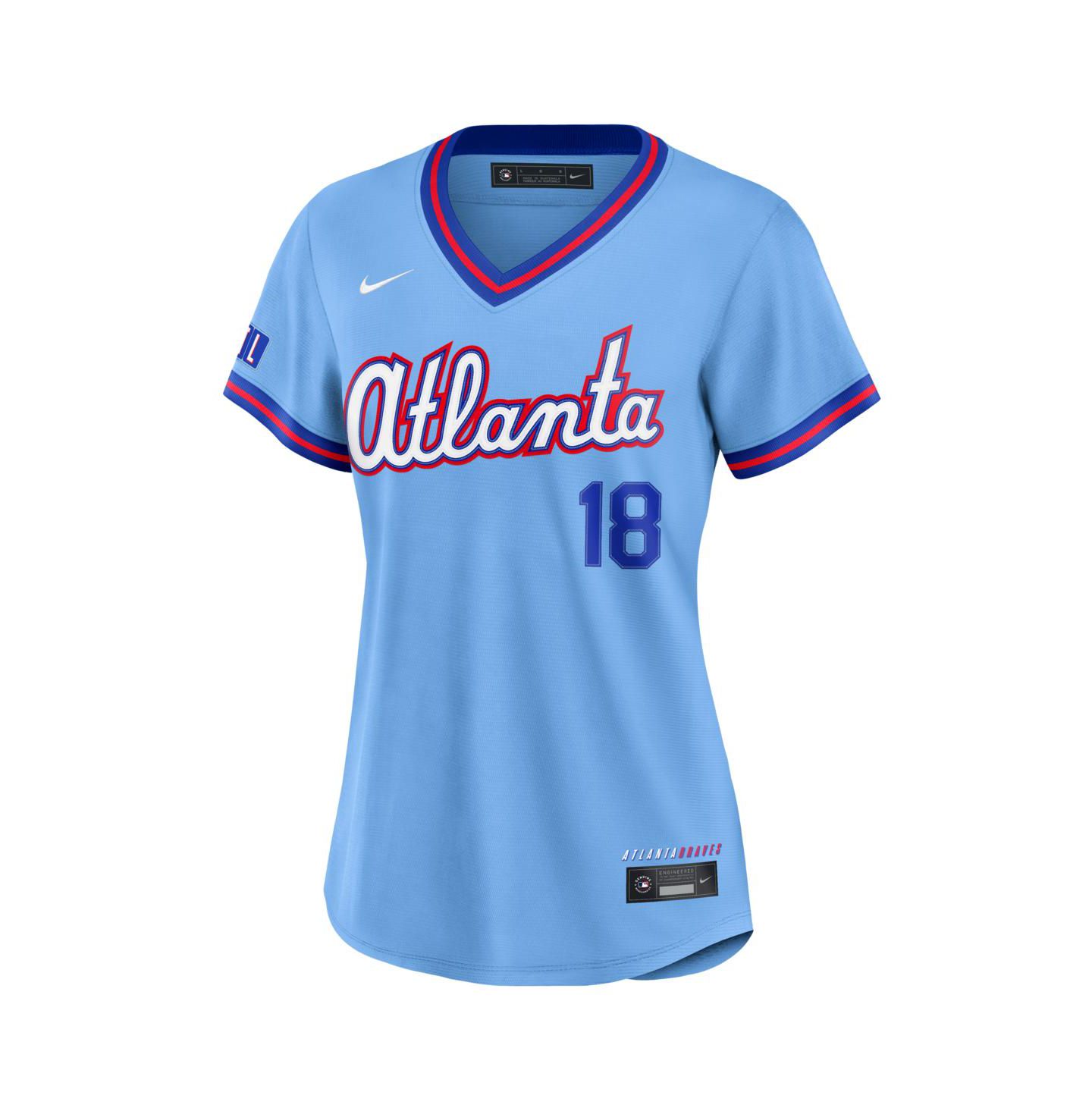 Женский топ Nike Mike Yastrzemski Powder Blue Atlanta Braves 2026 City Connect Stadium Jersey — фото 2