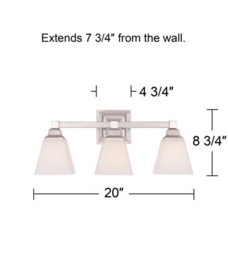 Mencino-Opal Wall Mount Light Satin Nickel Silver Metal Hardwired 20" Wide 3-Light Fixture Etched White Glass Shade for Bathroom Vanity Mirror House Home Room Decor - Regency Hill