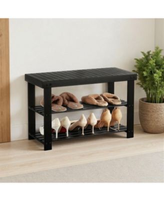 3-Tier Bamboo Shoe Rack Bench,286 lbs Capacity