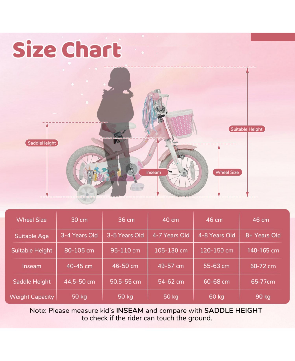 Slickblue Adjustable Kids Bike with Front Basket and Streamers