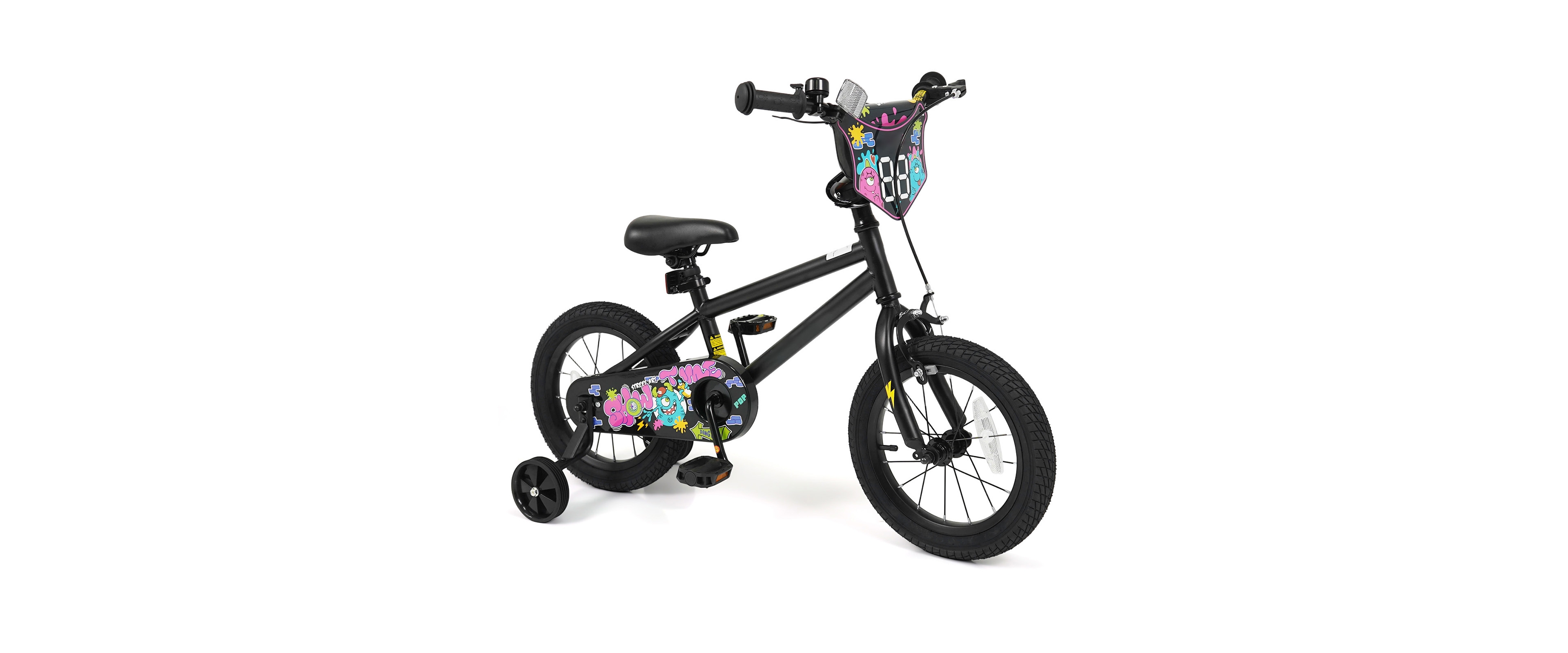 Slickblue Toddler Bike with Training Wheels and Street Art Pattern for Kids