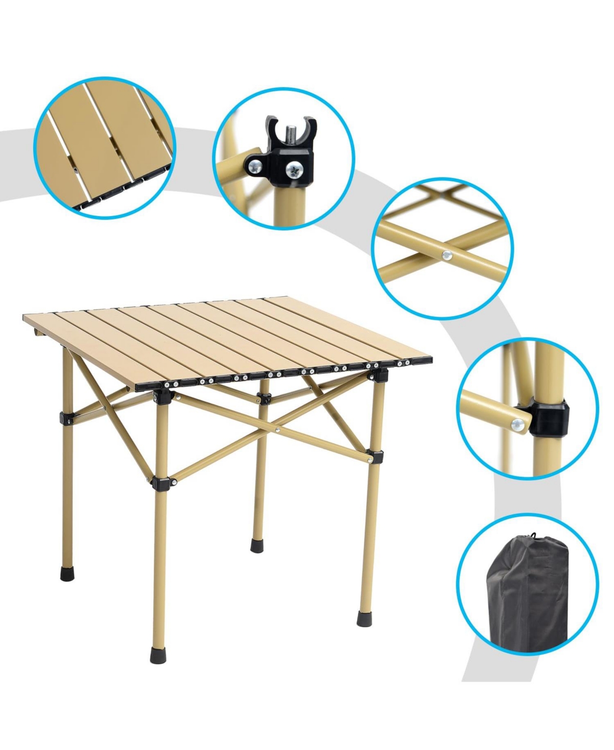 Gnuadz Portable Camping Table Folding Aluminum Outdoor Cooking Hiking Picnic Bbq Travel Carry Bag