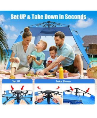 3-4 Person Pop-Up Beach Tent with UPF 50+ Protection and Front Porch