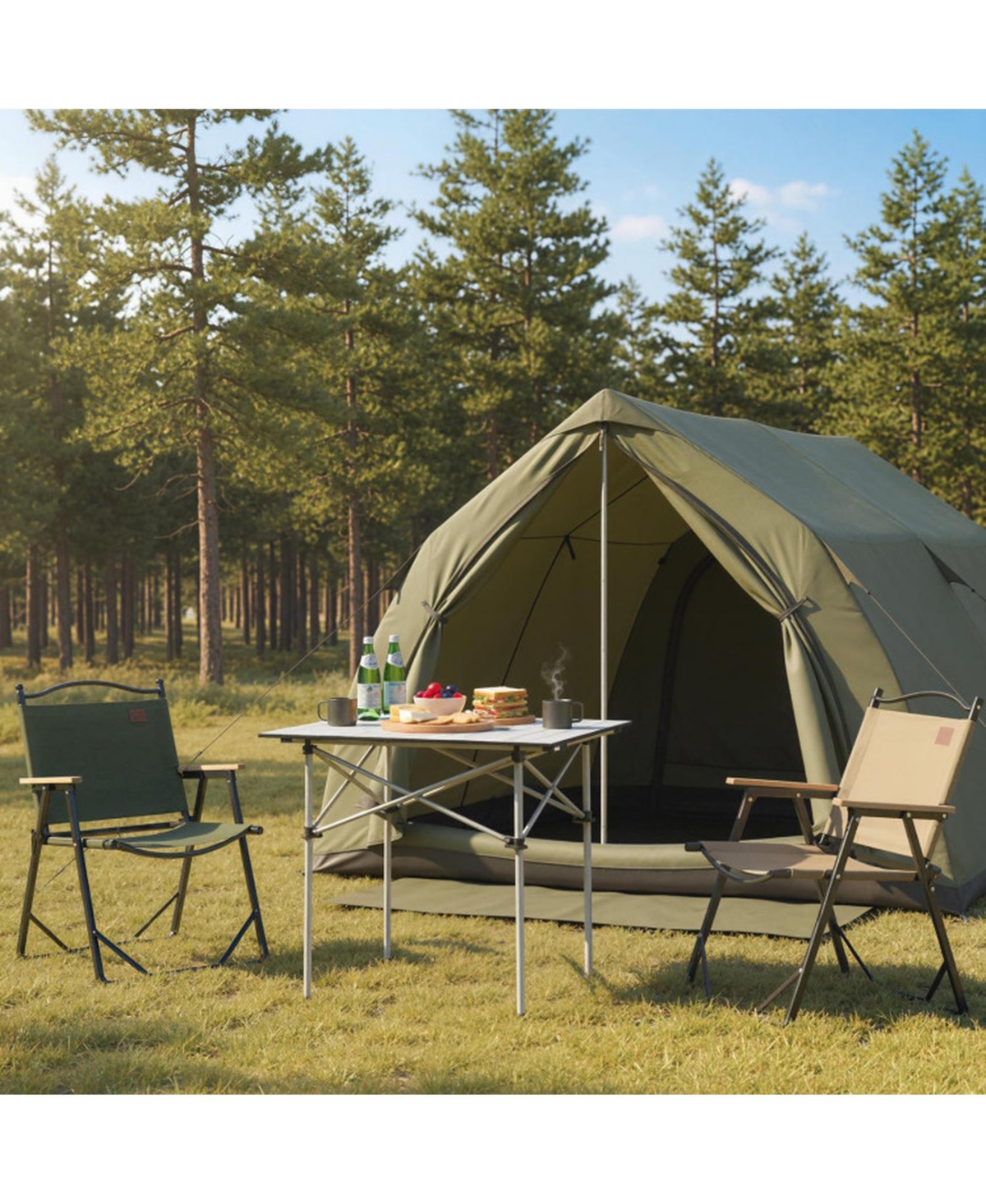 Gouun Folding Roll-Up Aluminum Camping Table with Carry Bag