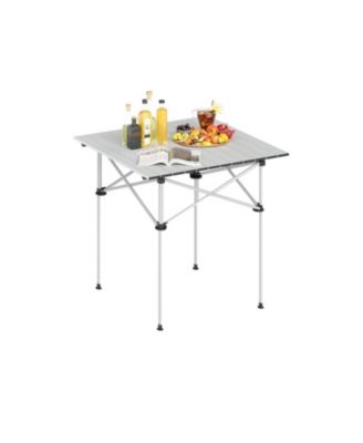 Folding Roll-Up Aluminum Camping Table with Carry Bag