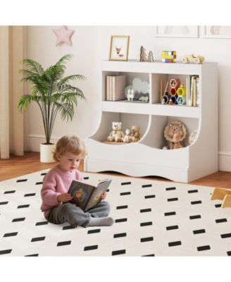 4-Cubby Kids Bookcase and Toy Organizer with Spacious Countertop