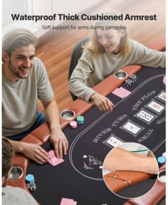 Foldable Poker Table for 8 Players with Cup Holders and Padded Rails