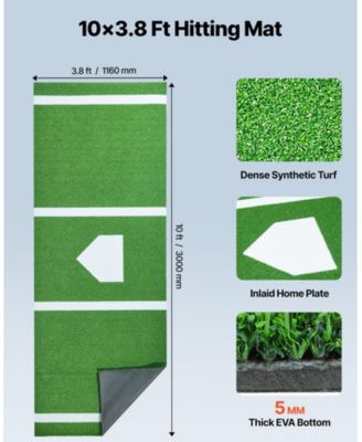 10 x 3.8 Ft Baseball Softball Hitting Mat with Foam Backing