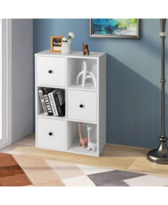 3-Tier Cube Bookshelf with Drawers and Wall Anchor