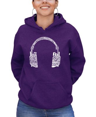 Women's Mood Headphones Word Art Hooded Sweatshirt