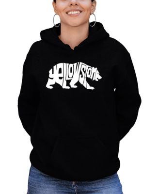 Women's Yellowstone Bear Word Art Hooded Sweatshirt