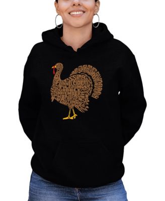Women's Thankgiving Turkey Word Art Hooded Sweatshirt