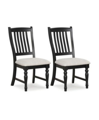 Set of 2 Padded Kitchen Side Chairs with Solid Wood Legs and High Back