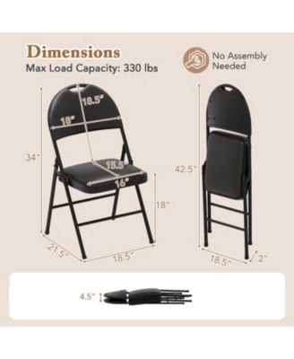 2-Pack Padded Folding Chairs with Metal Frame and Carry Handle