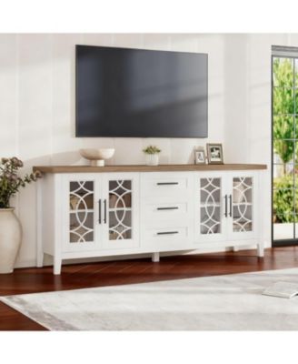 Farmhouse TV Stand, Entertainment Center for 75 Inch TV, Media Console Tablefor Living Room, Bedroom, Grey